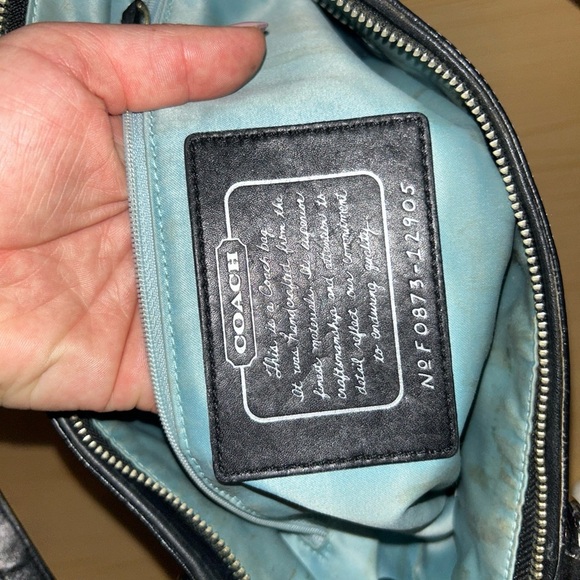 Coach Black Tote Bag with Signature Monogram and Leather Trim - Picture 3 of 13